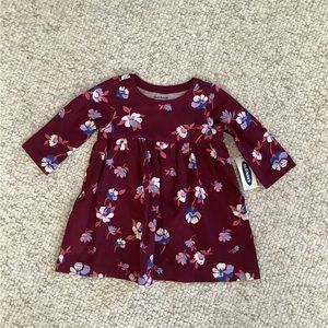 NWT Old Navy Wine Red Purple Floral Baby Dress 3 Months
